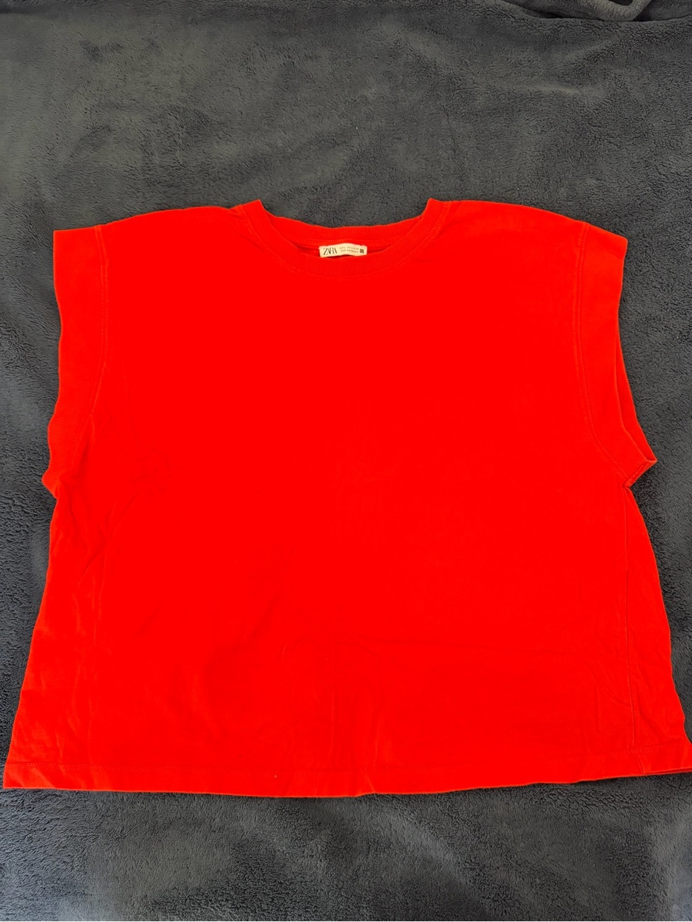 Zara Red Sleeveless Crewneck Tank Top